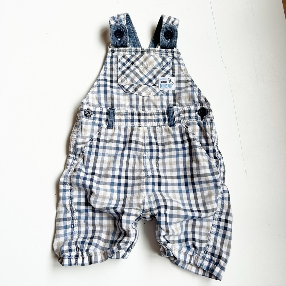 George Blue and White Plaid Overall Shorts Size 3-6 months Summer Cotton